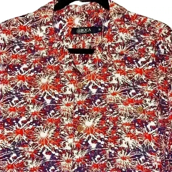 Boca Classics Size XL Fireworks Button Down Shirt 4th of July Patriotic Vacation - Picture 4 of 12